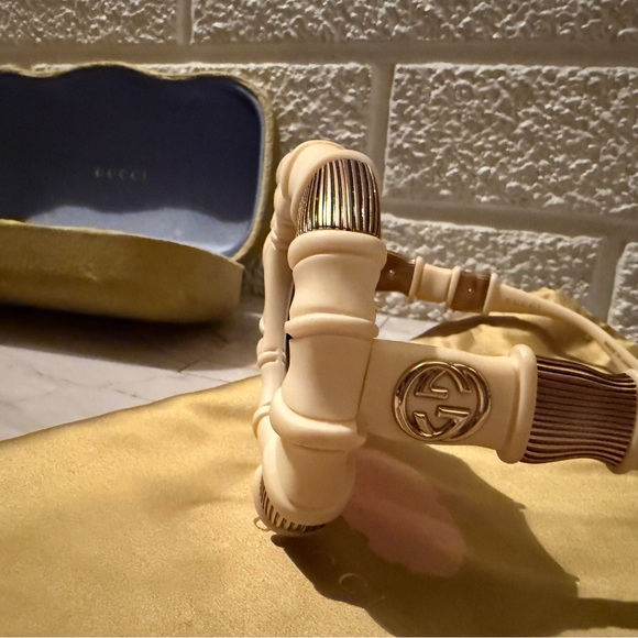 RARE Gucci Bamboo Bone Sunglasses in Ivory with Case & Dustbag - Picture 4 of 10